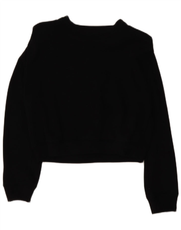 Zara Womens Crop Oversized Sweatshirt Jumper UK 10 Small Black Bomuld