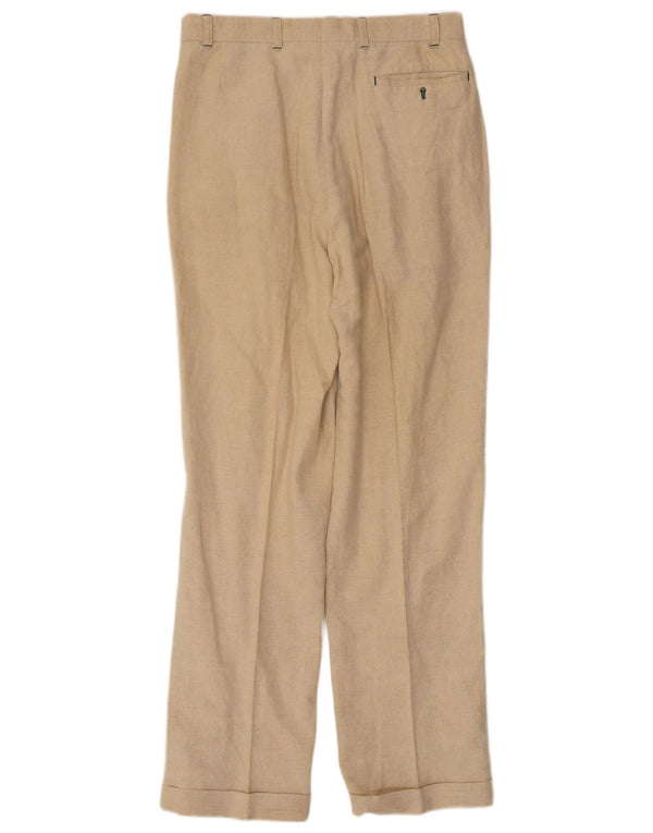 VINTAGE Herre Pegged Suit Trousers IT 46 Small W32 L31 Beige Linen