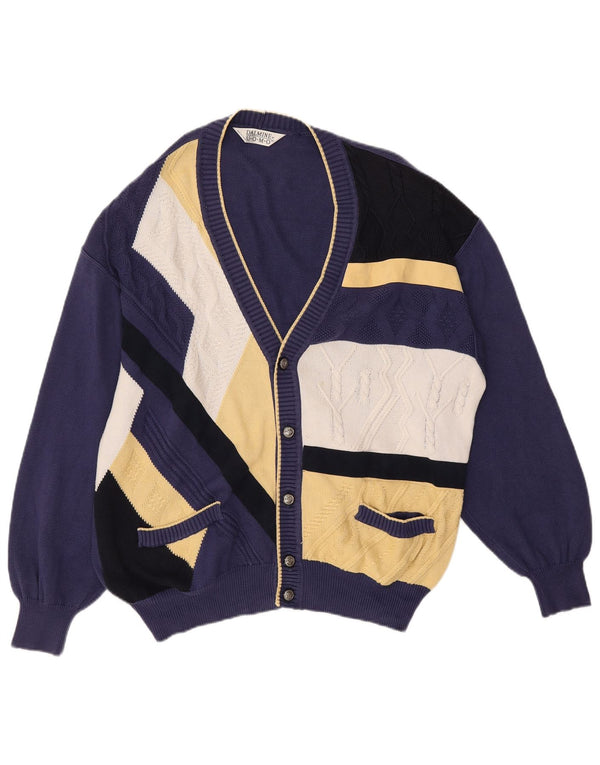 DALMINE Herre cardigan sweater IT 50 Medium Navy Blue Colourblock Bomuld