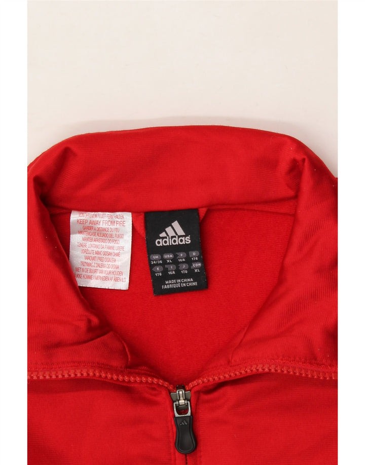 ADIDAS Boys Tracksuit Top Jacket 15-16 Years Red Colourblock Polyester Vintage Adidas and Second-Hand Adidas from Messina Hembry 