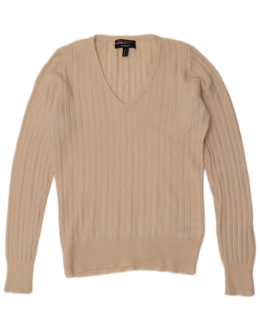 Gant Dame V-hals sweater UK 14 Large Off White Uld