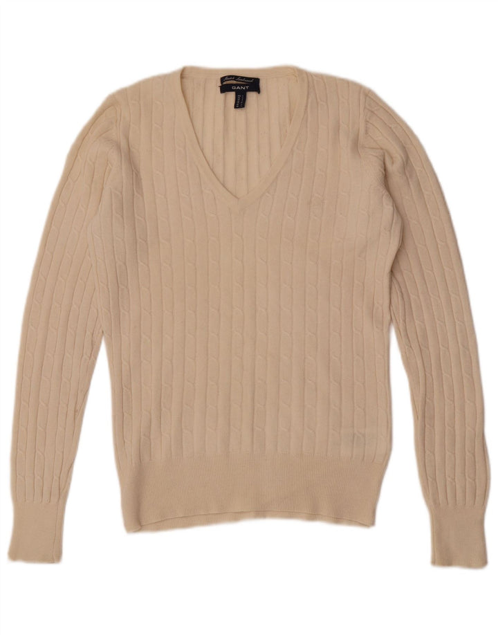 Gant Dame V-hals sweater UK 14 Large Off White Uld