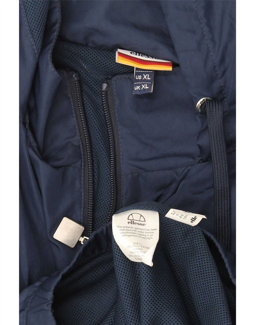 Ellesse Regnjakke med hætte til mænd UK 42 XL Blå Colourblock Polyester