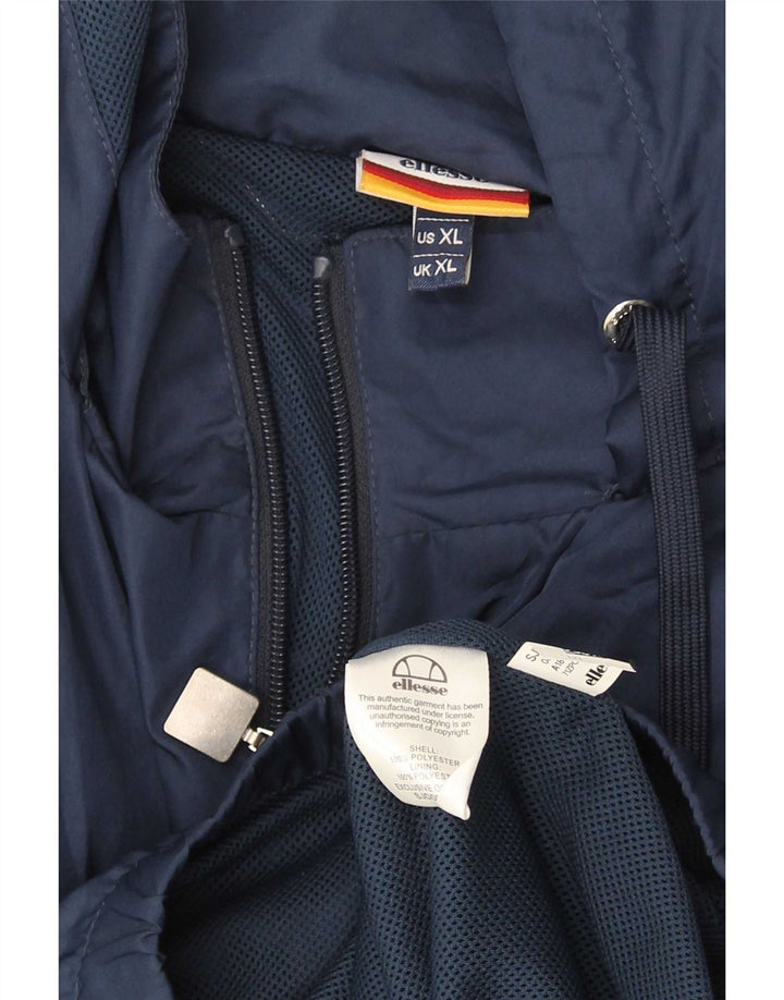 Ellesse Regnjakke med hætte til mænd UK 42 XL Blå Colourblock Polyester