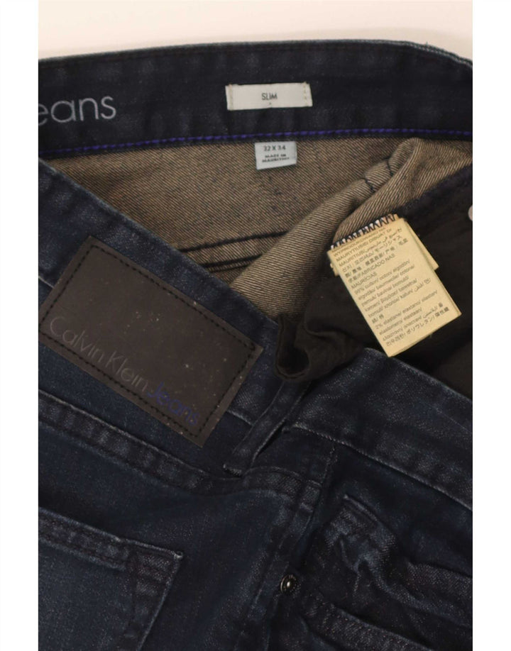 Calvin Klein Dame Slim Jeans W32 L34 Marineblå Bomuld