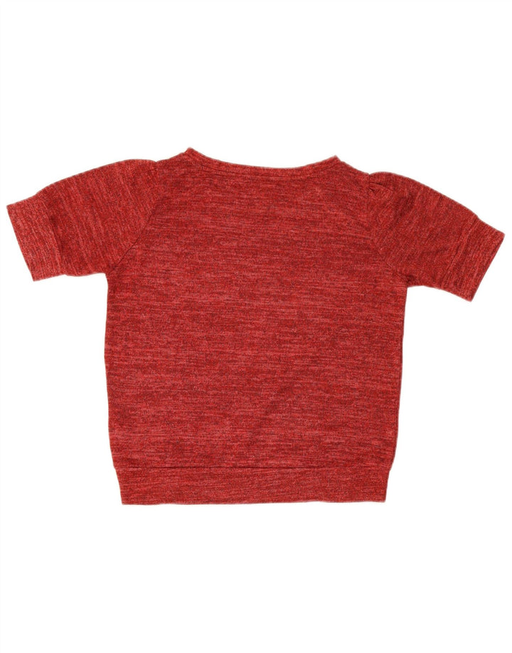 Zara Dame T-Shirt Top UK 10 Lille Rød Flecked Polyester