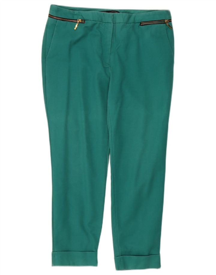 Zara Womens Slim Cropped Trousers EU 40 Medium W30 L25 Green