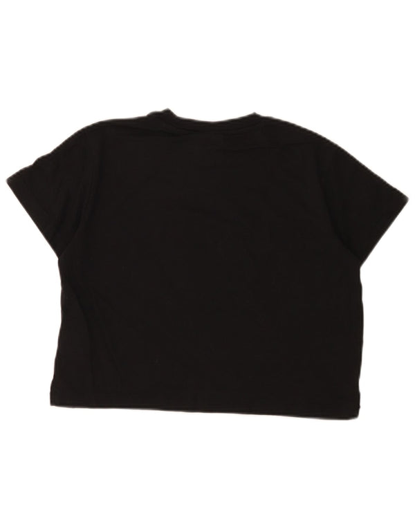 Champion Girls Crop Grafisk T-Shirt Top 9-10 År Medium Sort Bomuld