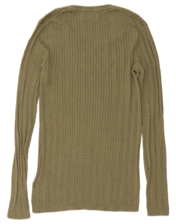 TOMMY HILFIGER Dame Boat Neck Sweater UK 10 Lille grøn bomuld