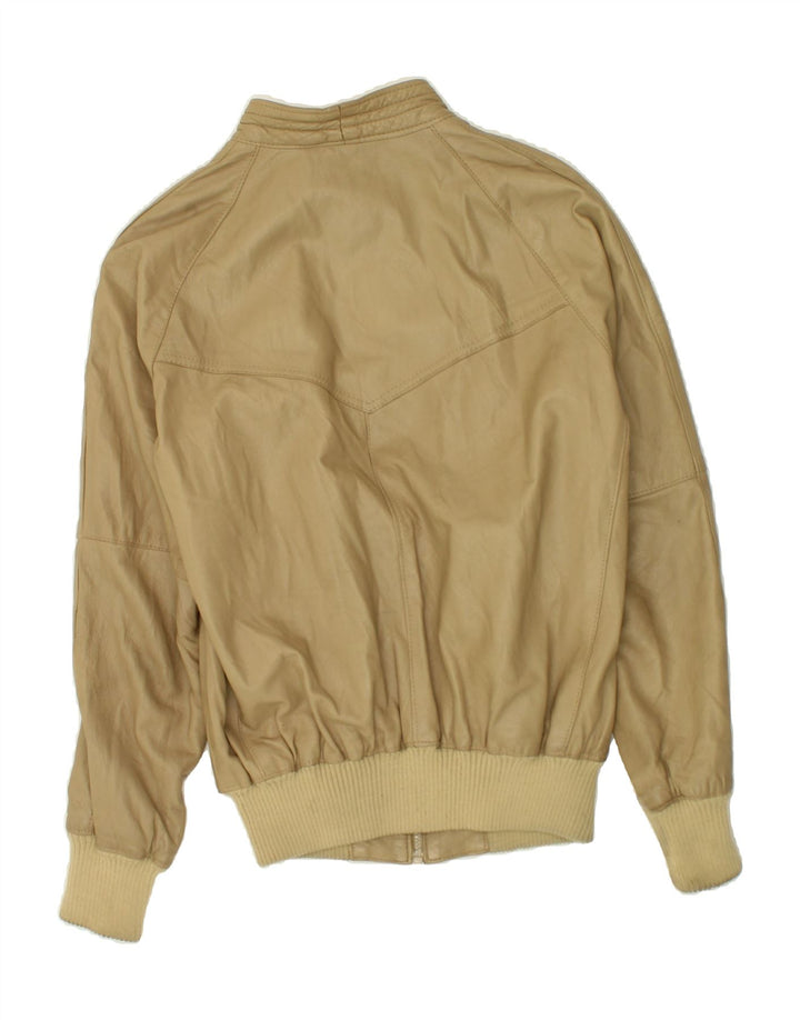 VINTAGE Womens Leather Jacket IT 48 XL Beige Vintage Vintage and Second-Hand Vintage from Messina Hembry 