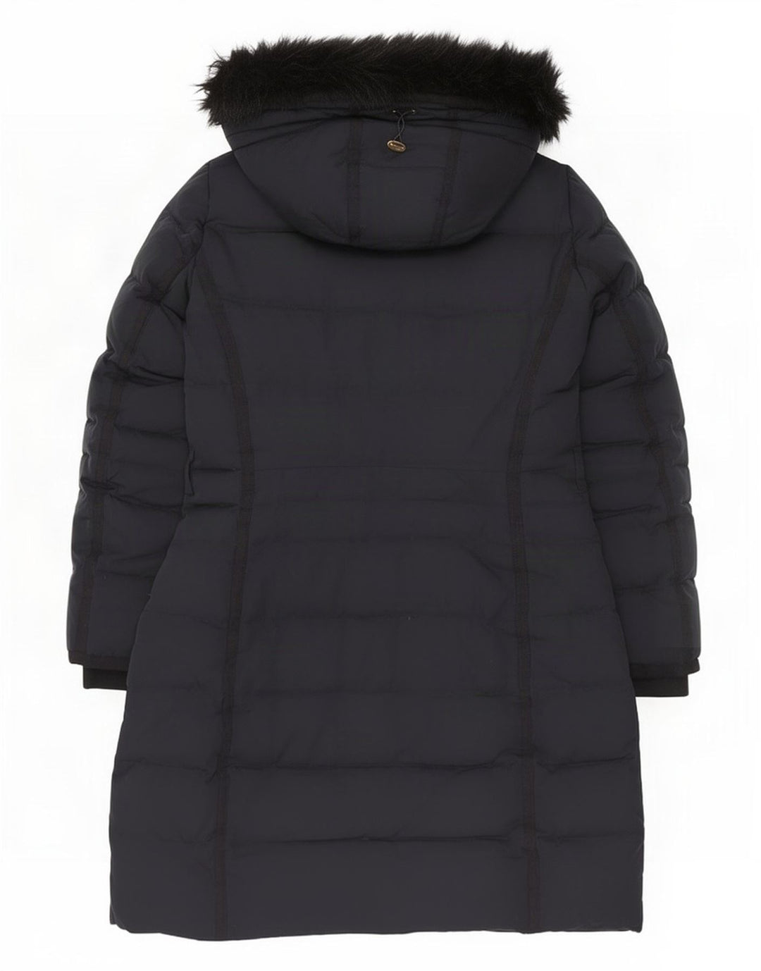 Zara Dame Hætte Polstret Frakke UK 16 Large Navy Blue Polyester