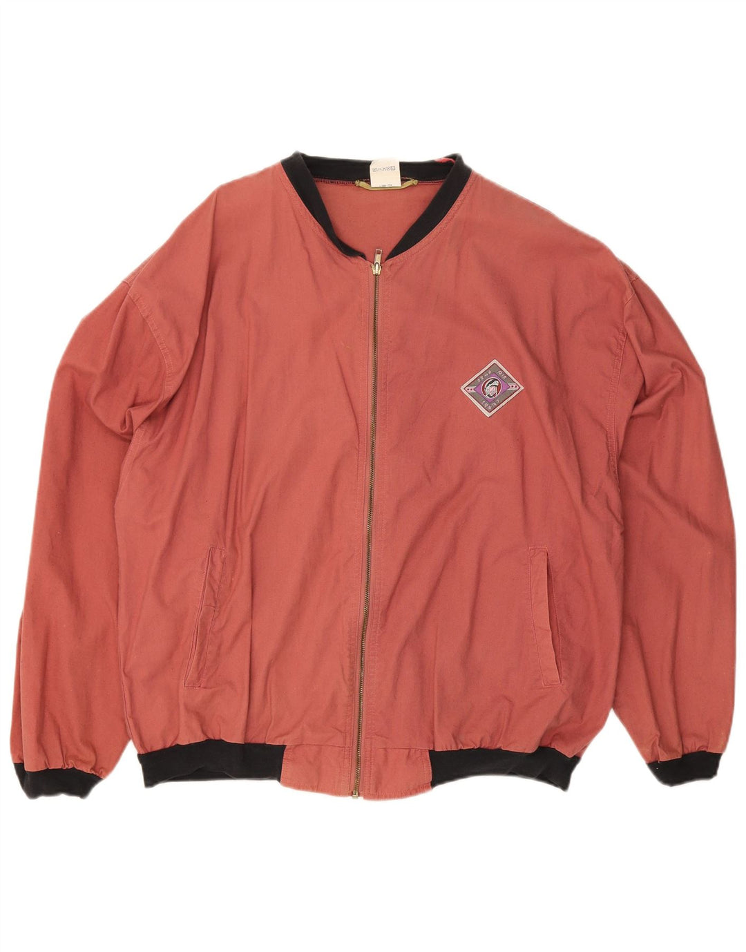 VINTAGE Mens Bomber Jacket IT 52 XL Red Cotton