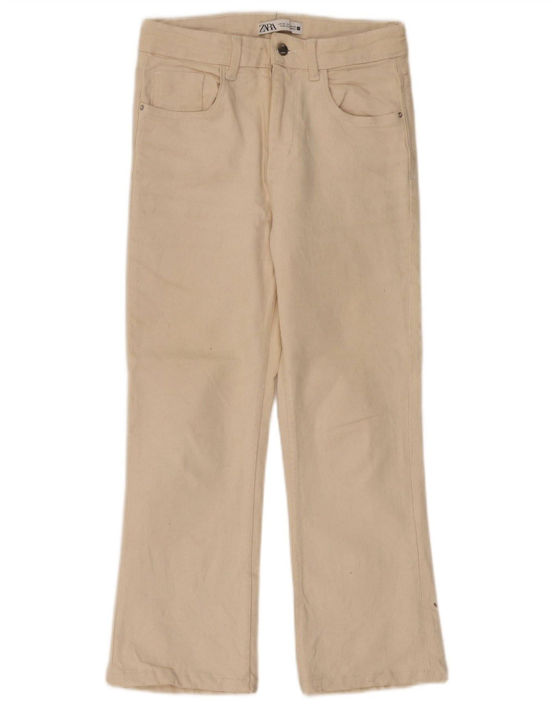 ZARA Dame Højtaljede Lige Jeans EU 36 XS W26 L24 Beige Bomuld