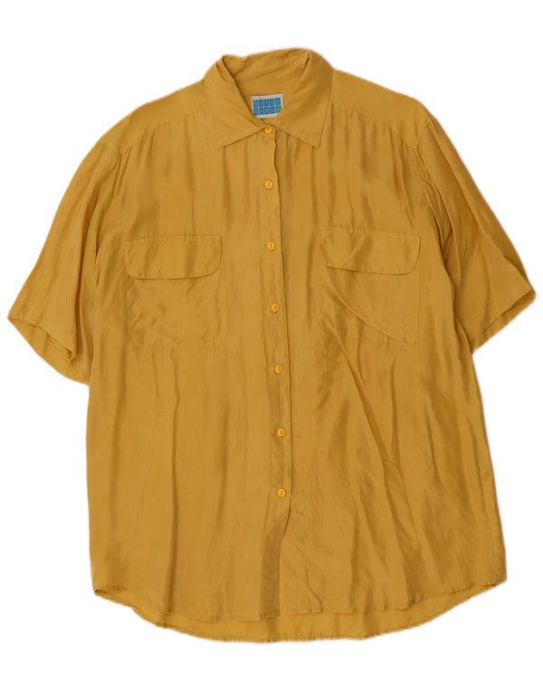 Witty Girl Womens Longline Short Sleeve Shirt UK 10 Small Yellow