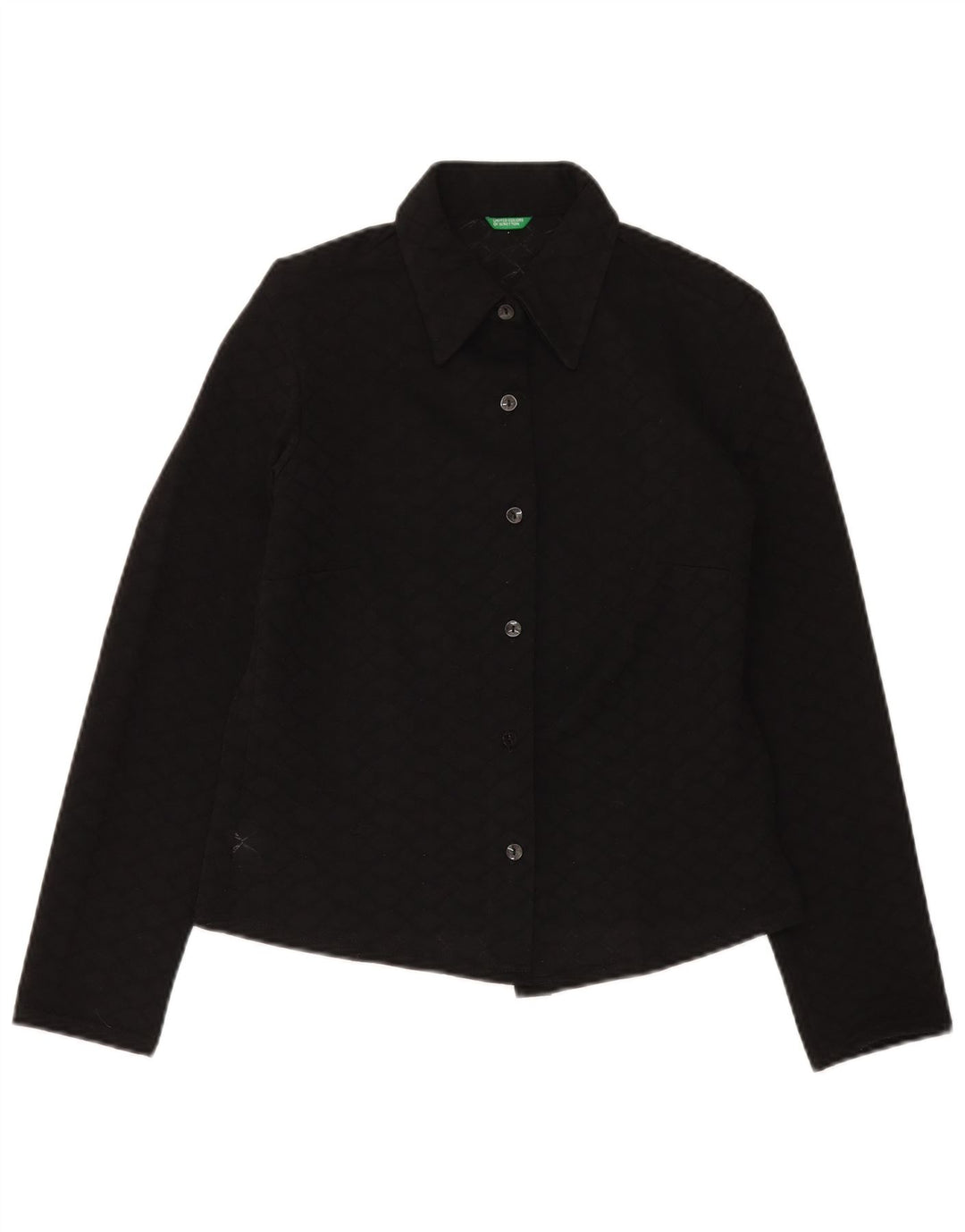 BENETTON Dame Crop Shirt Bluse IT 46 Stor sort polyester