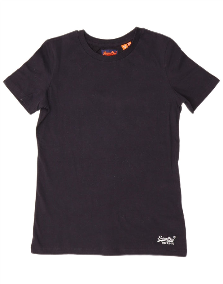 SUPERDRY T-shirt top til kvinder UK 8 Lille sort bomuld