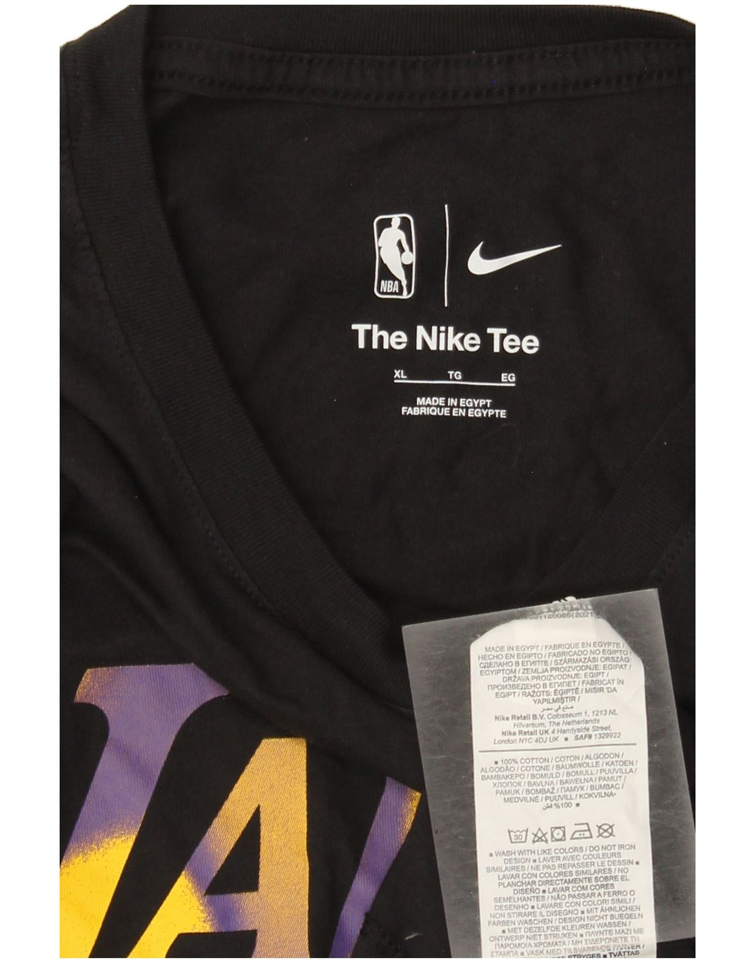 Nike Herre Lakers grafisk top langærmet XL sort bomuld
