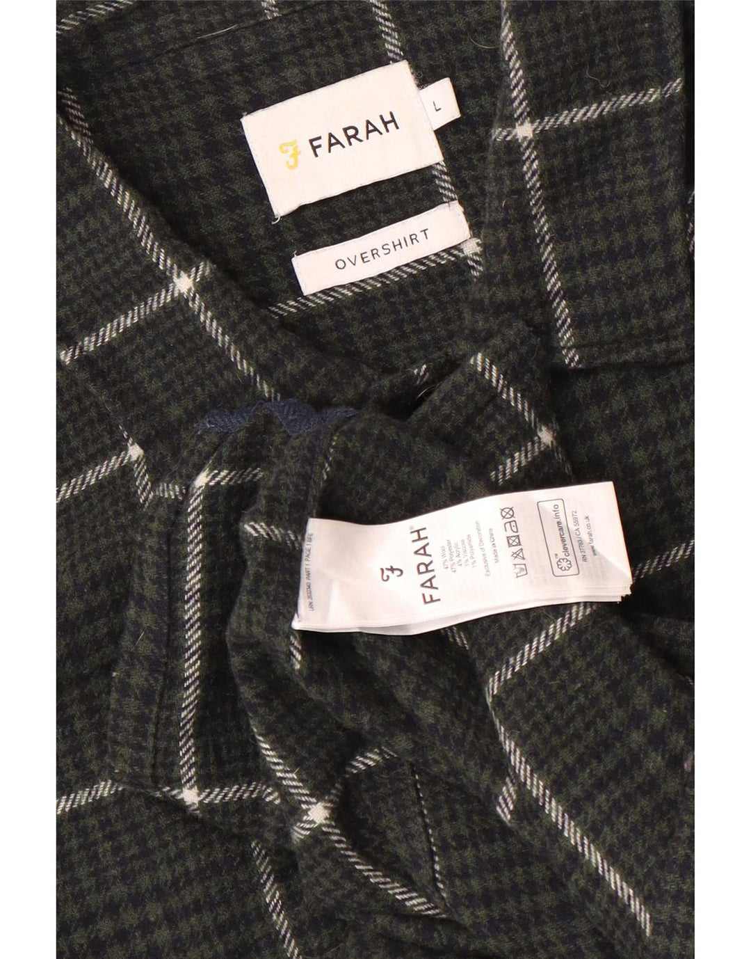 Farah Herre Overshirt Flanellskjorte Stor Khaki Ternet Uld