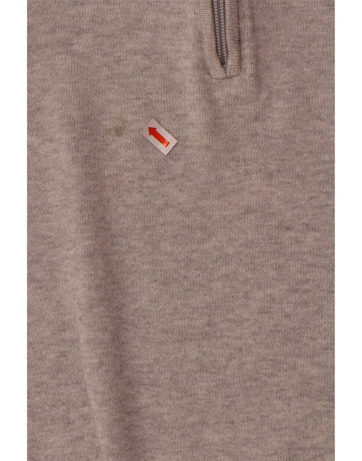 Calvin Klein Herre Zip Neck Jumper Sweater Medium Grey Bomuld
