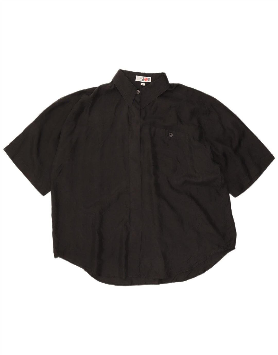 Miss Joy Dame Kortærmet Oversized Skjorte IT 46 Stor Sort Silke