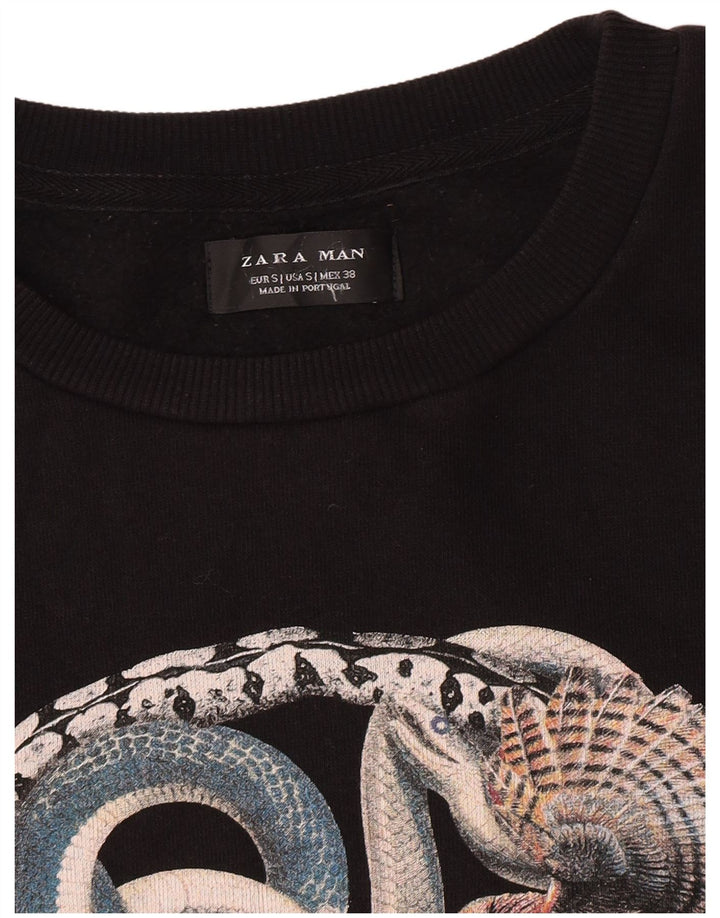 Zara Herre grafisk sweatshirt jumper lille sort