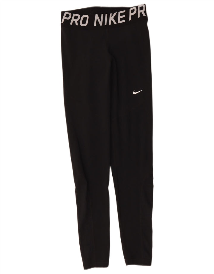 Nike Dame Grafiske Leggings UK 12 Medium Sort Polyester