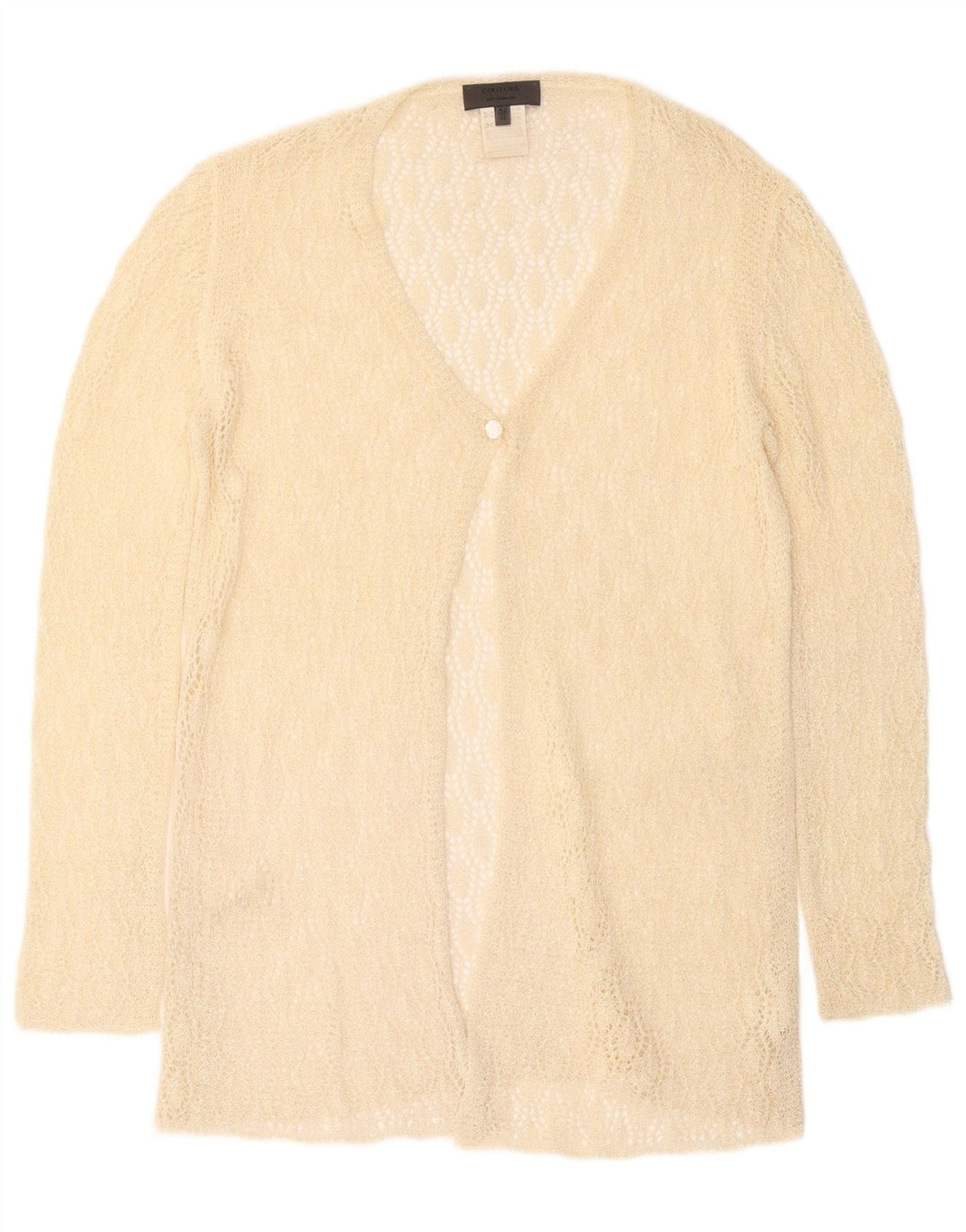 Les Copains Dame Se Through Cardigan Sweater IT 42 Medium Off White