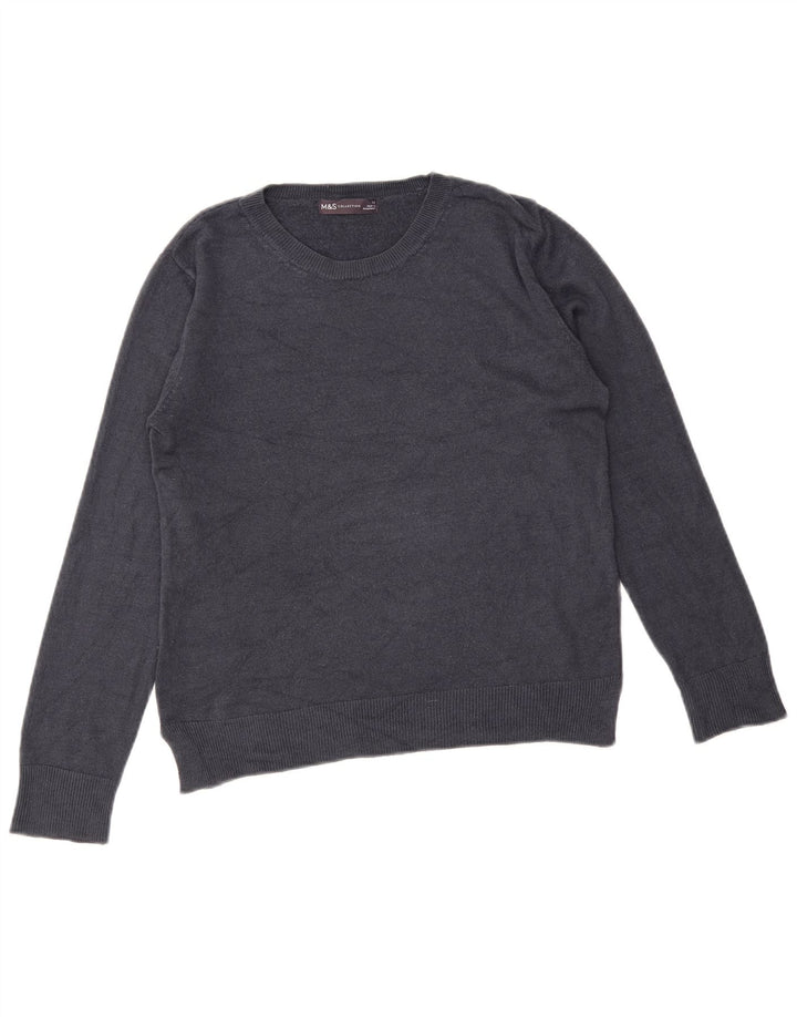 Marks & Spencer Dame Boat Neck Jumper Sweater UK 12 Medium Navy Blue
