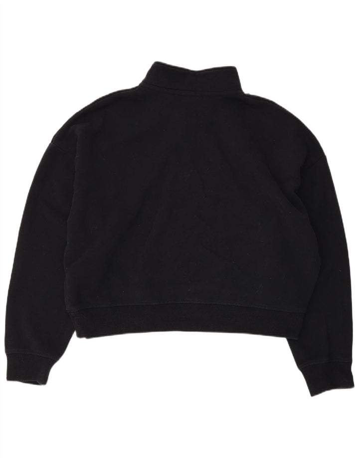 Superdry Womens Oversized Crop Sweatshirt Jumper UK 16 Large Navy Blue