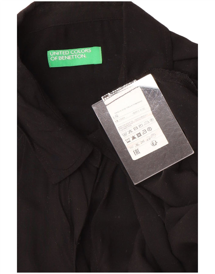 Benetton Womens Oversized skjortebluse UK 16 Large Black Viscose