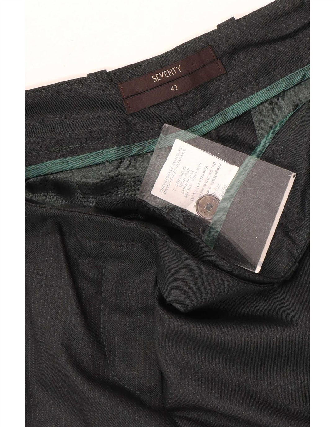 Halvfjerds Kvinder Slim Suit Bukser IT 42 Medium W30 L28 Grå nålestribet uld