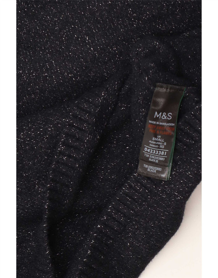 Marks & Spencer Dame Turtle Neck Sweater UK 10 Small Black Flecked