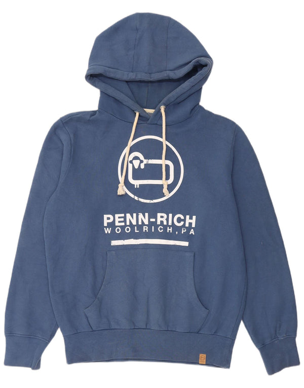 Woolrich Herre Grafisk Regular Fit Hoodie Jumper XL Blå Bomuld