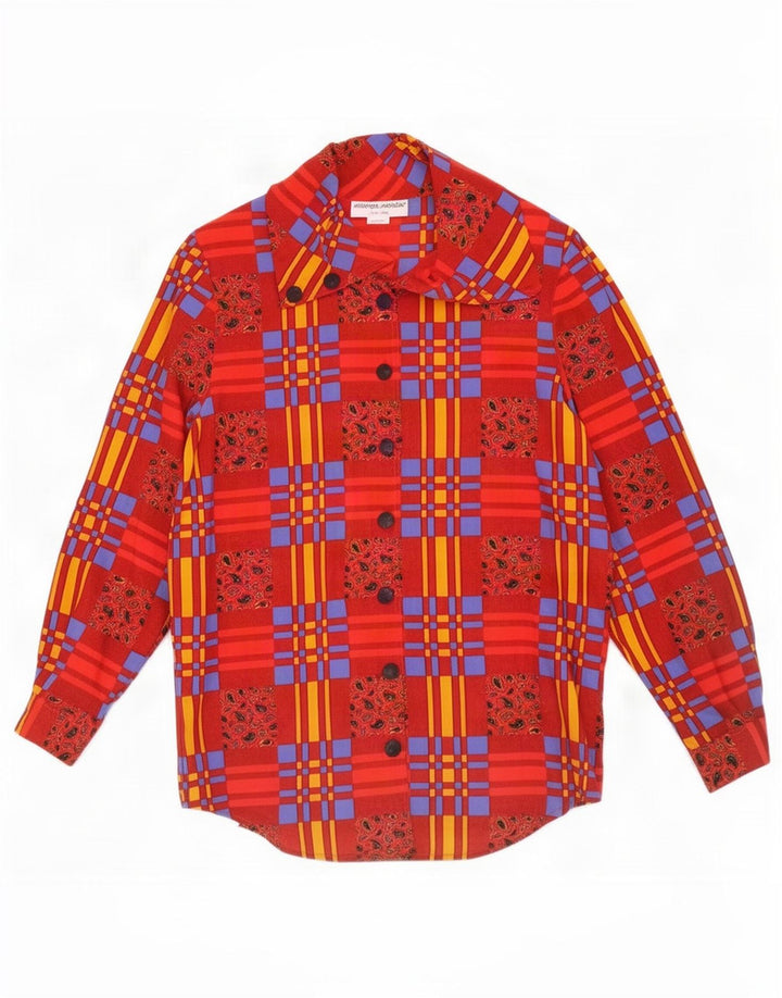 Solange Mondor Dame Skjorte Bluse UK 16 Large Red Patchwork