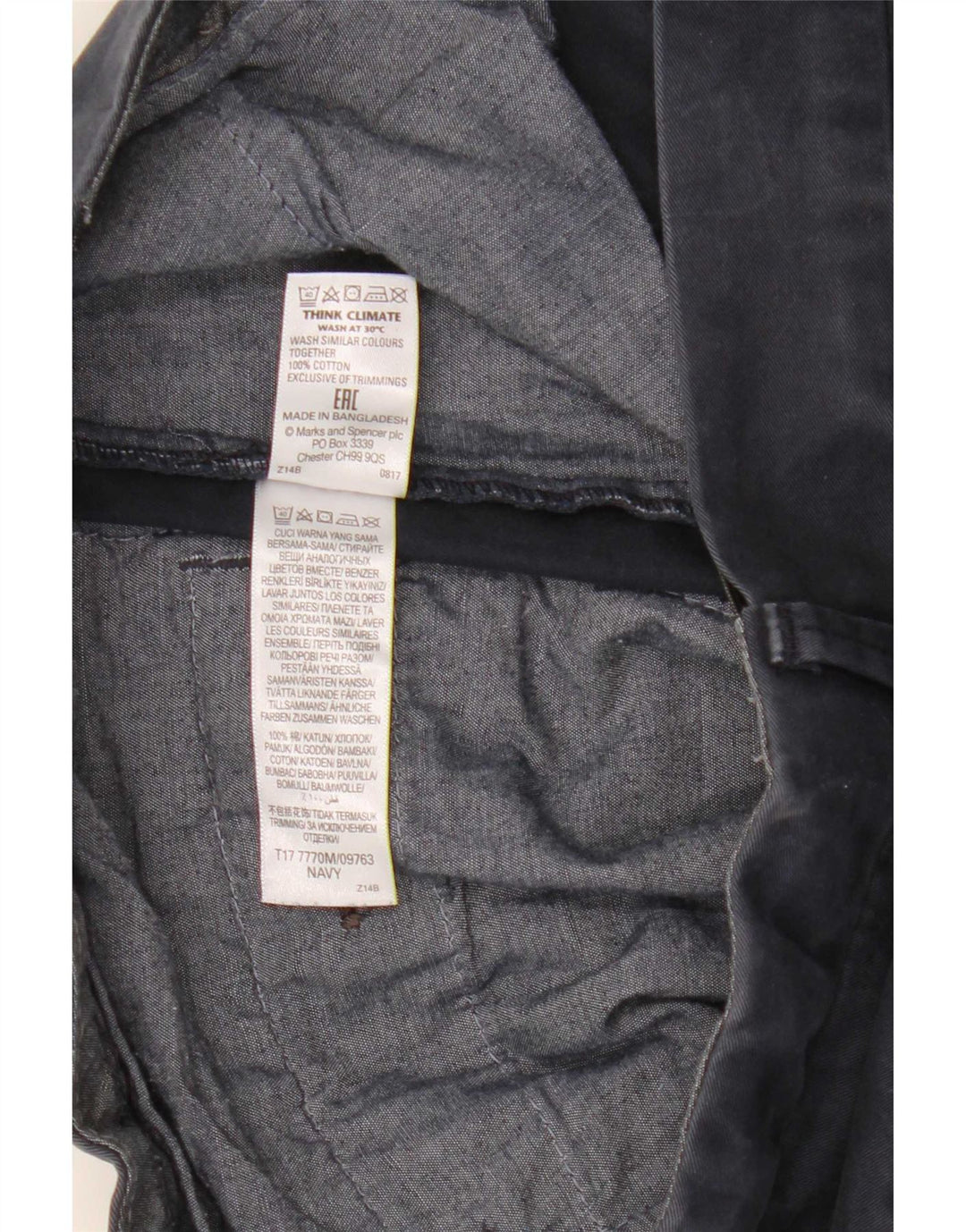 Marks & Spencer Herre Chino Shorts W32 Medium Navyblå Bomuld