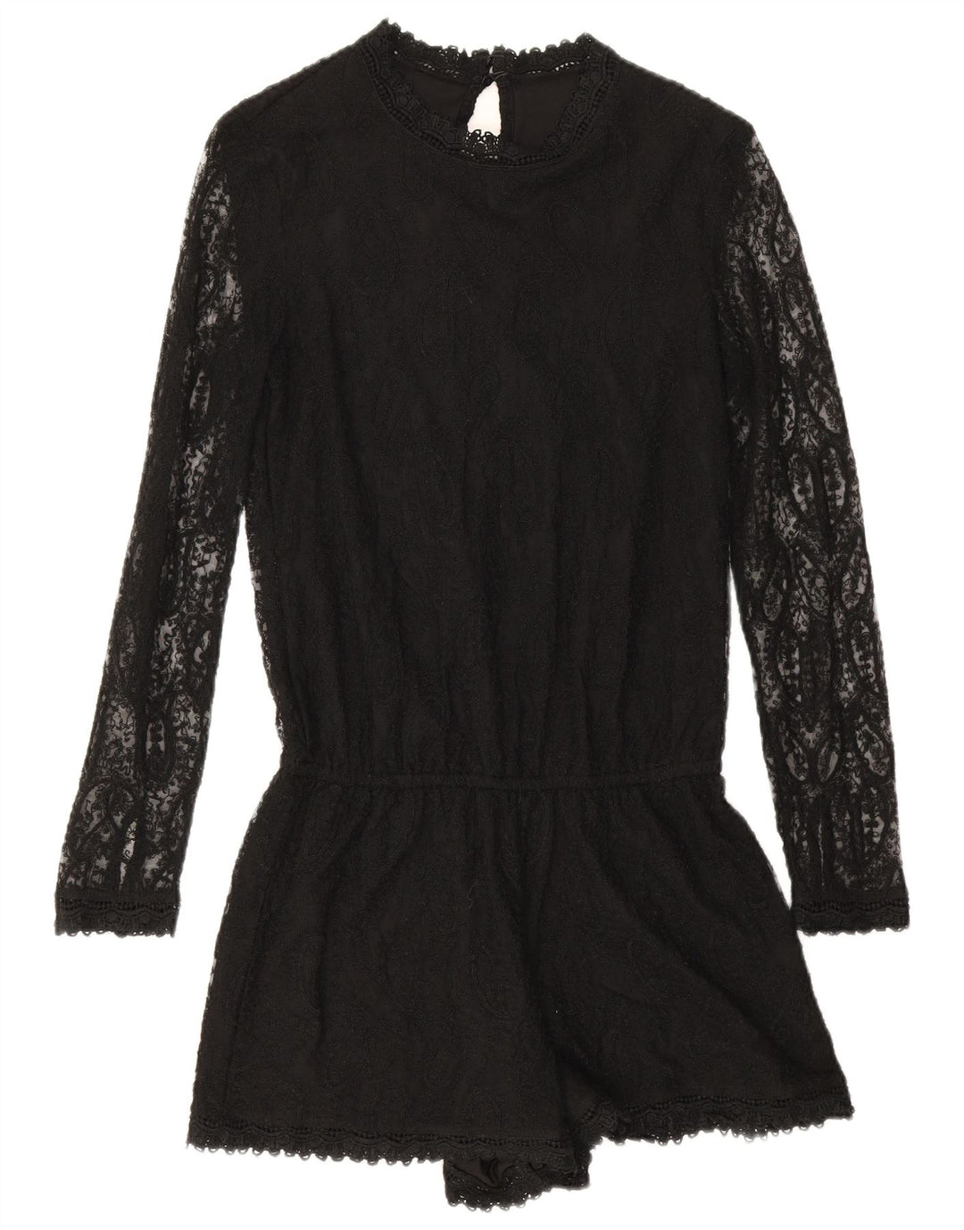 Zara Dame Langærmet Playsuit UK 10 Small Black Paisley Polyester