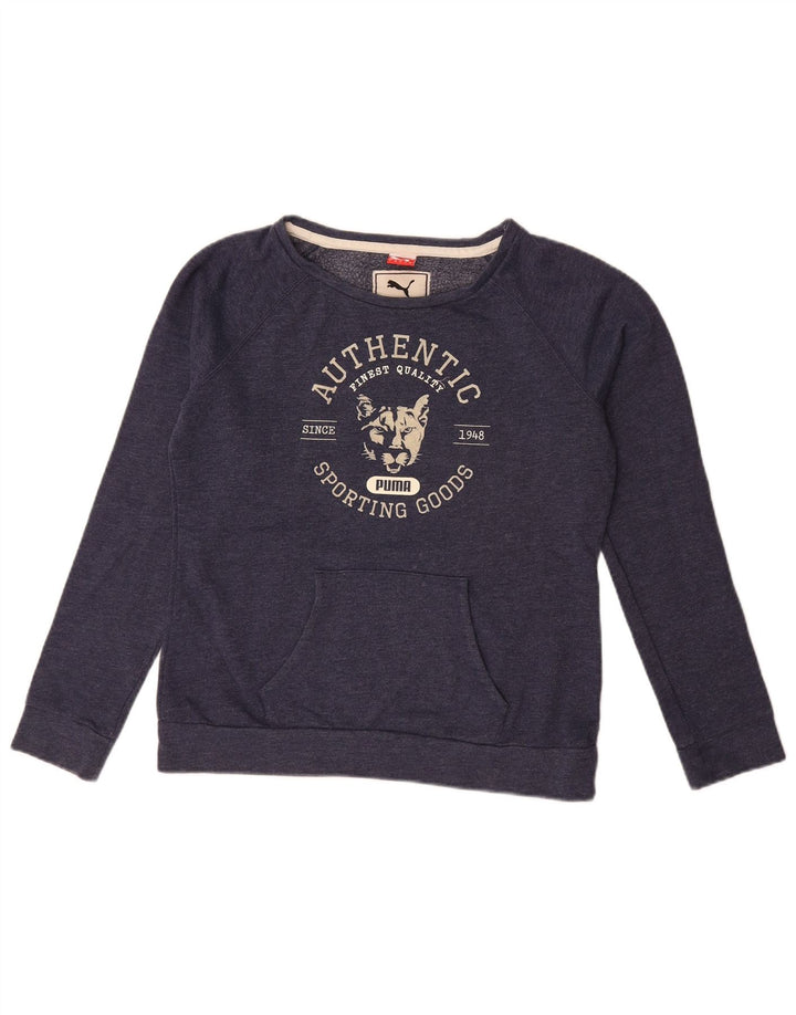 Puma Graphic Sweatshirt Jumper UK 14 Large Navy Blue