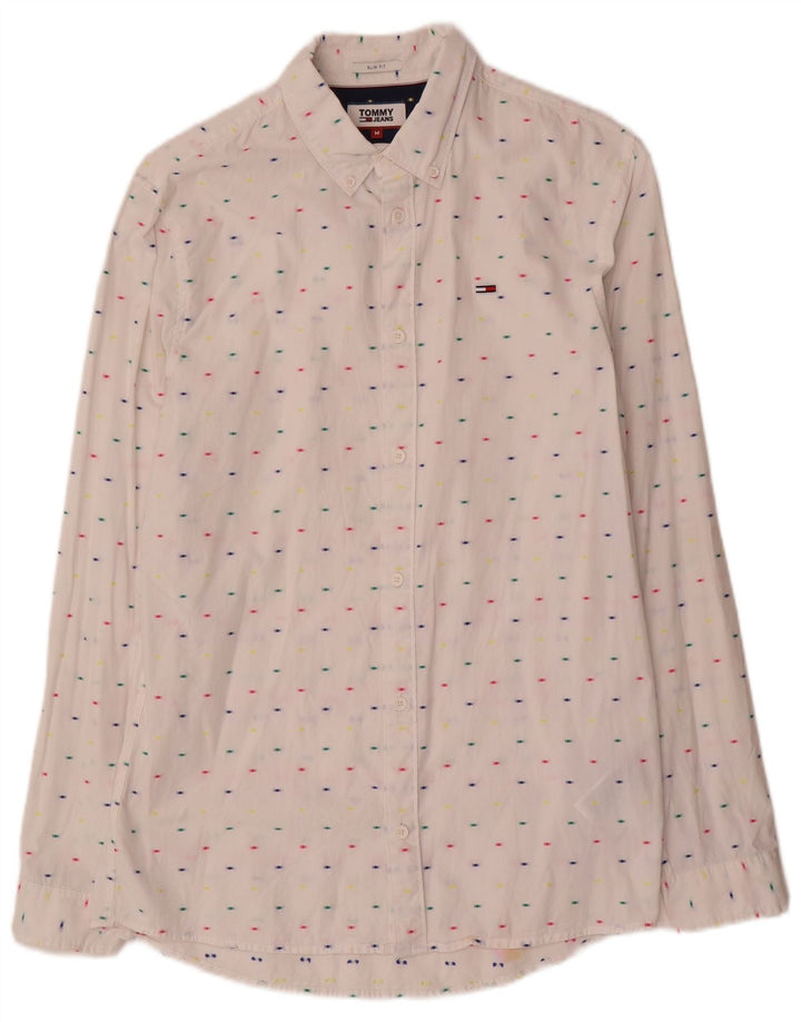 Tommy Hilfiger Herre Slim Fit skjorte Medium hvid plettet bomuld