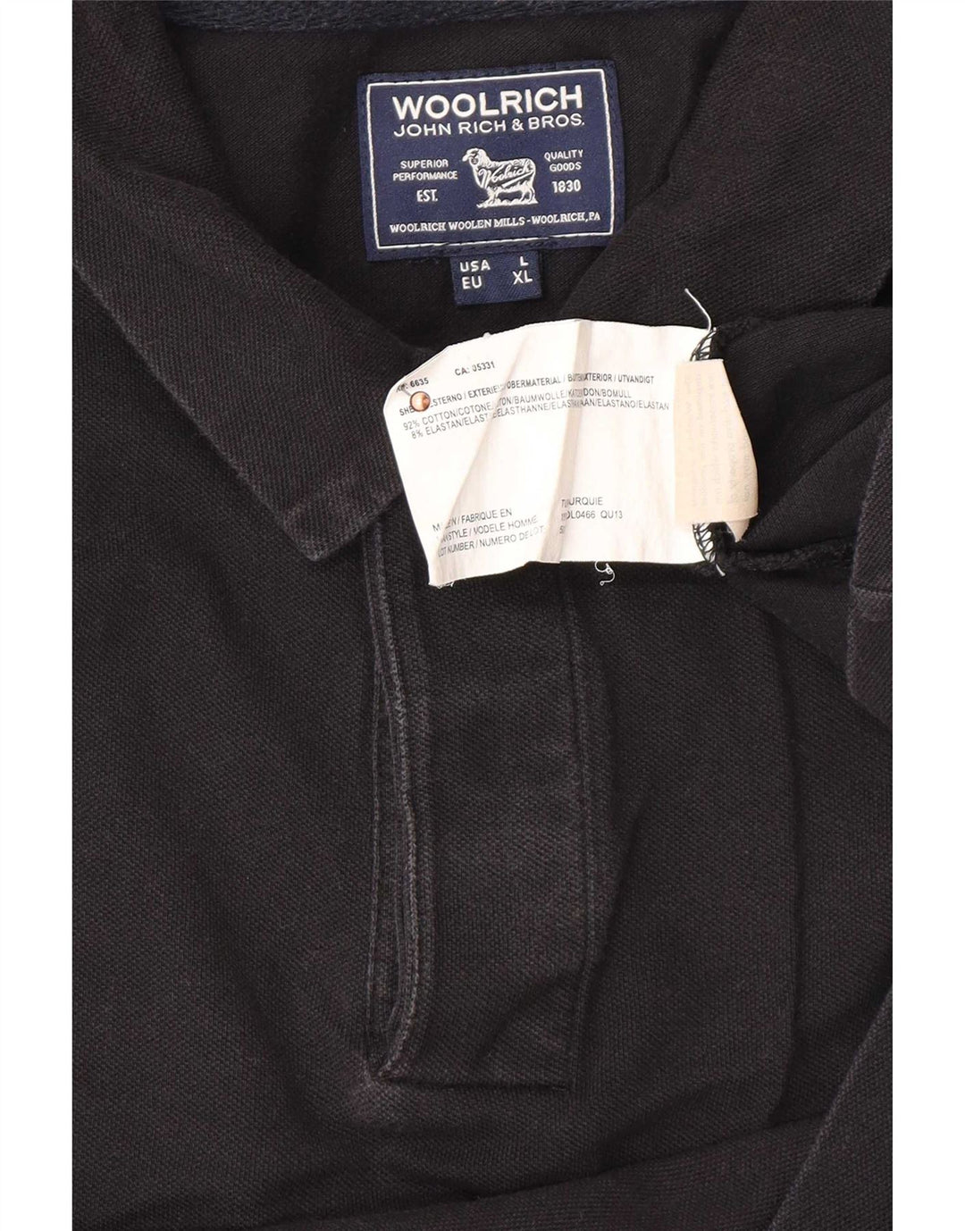 Woolrich herre poloshirt Stor sort bomuld
