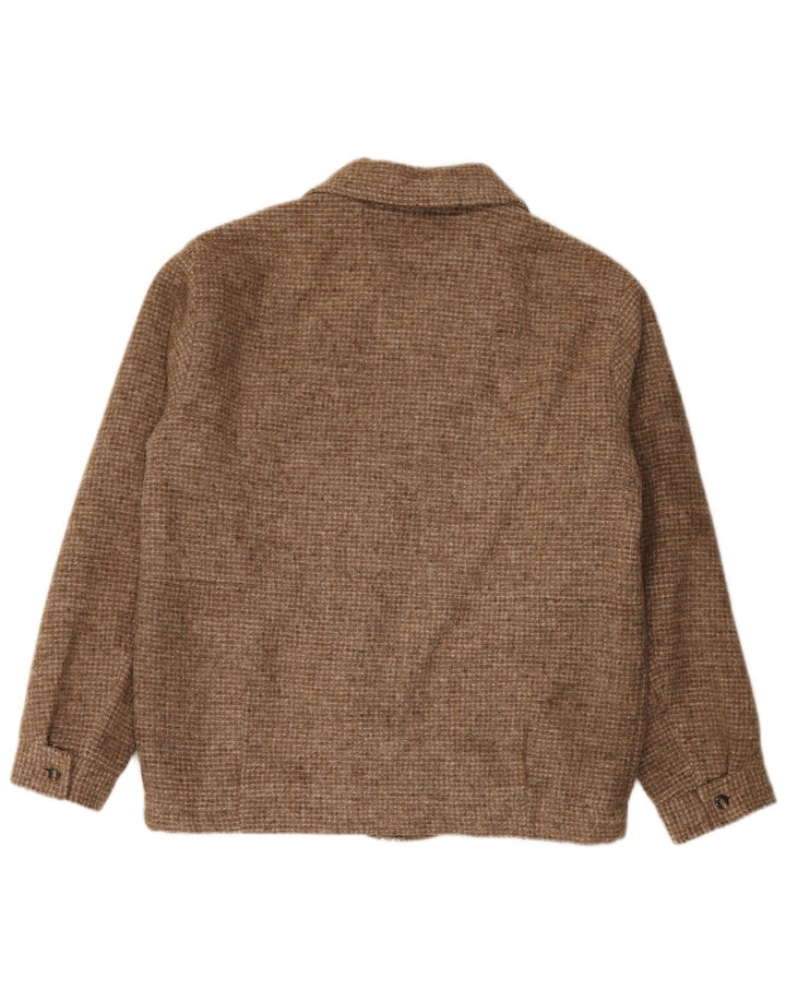 Vintage strik bomberjakke til mænd EU 50 Large Brown Flecked Wool