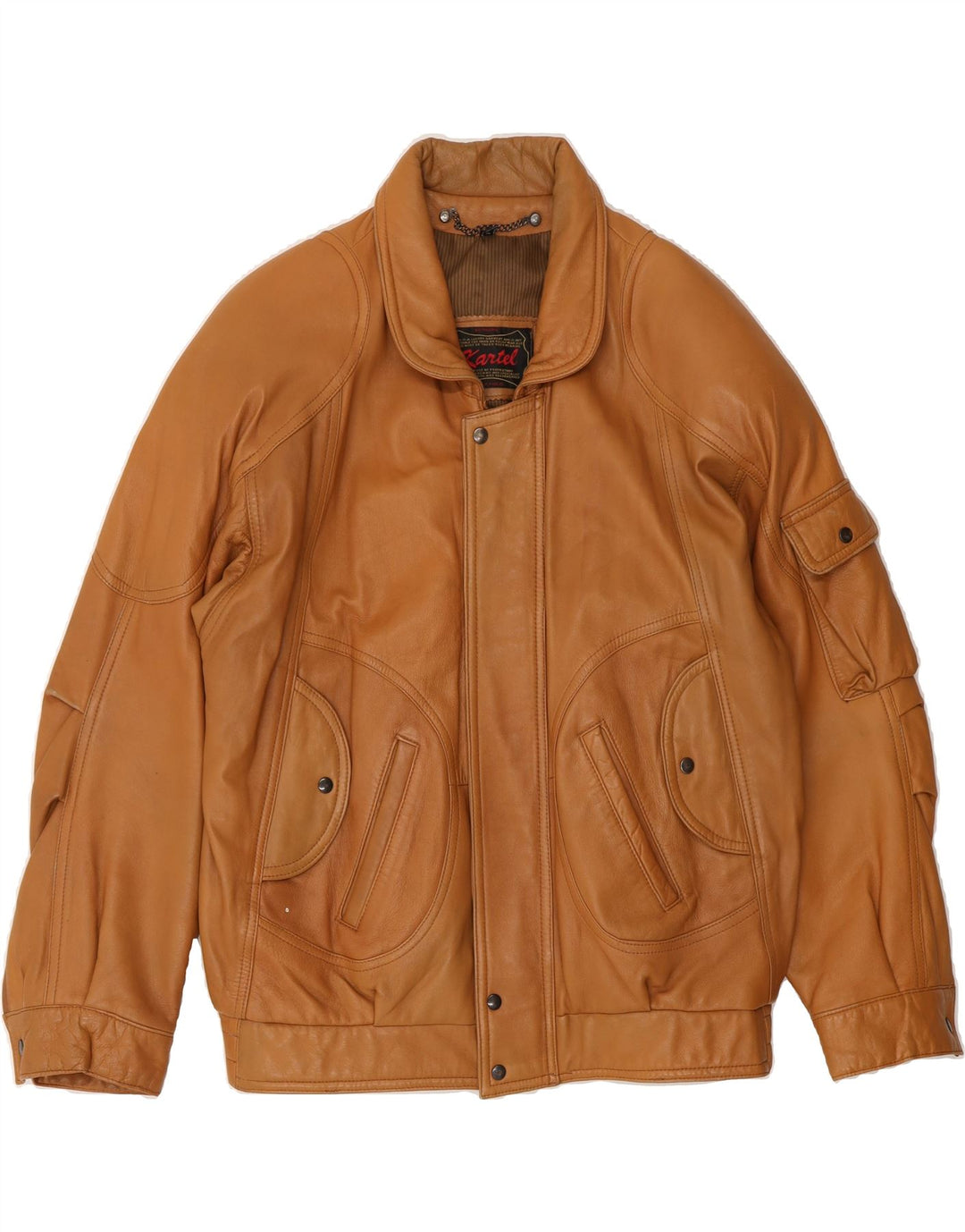 KARTEL Mens Leather Jacket UK 40 Large Brown Leather Vintage Kartel and Second-Hand Kartel from Messina Hembry 