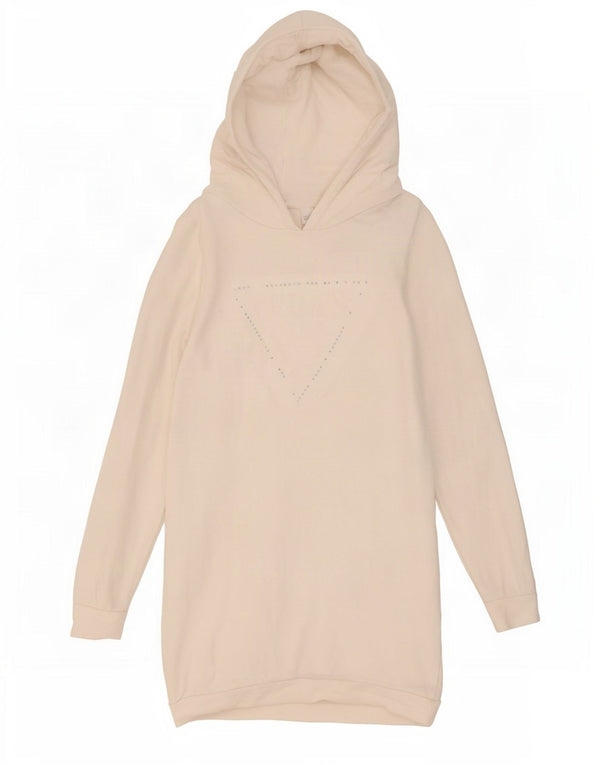Guess Piger Hættetrøje Jumper Kjole 13-14 År Hvid Bomuld