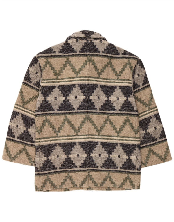 VINTAGE Herre 4-knaps blazerjakke UK 38 Medium Beige Fair Isle