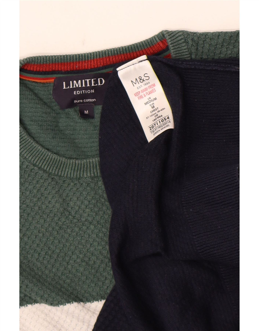 Marks & Spencer Herre sweater med rund hals, medium marineblå farveblok