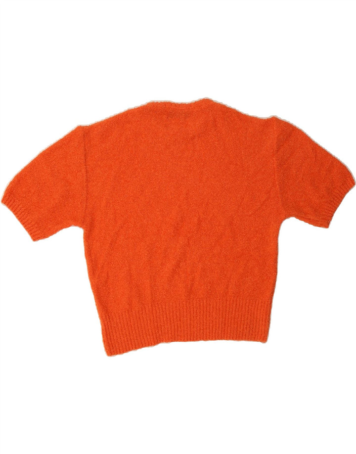 VINTAGE Womens Crop Crew Neck Jumper Sweater UK 14 Medium Orange Vintage Vintage and Second-Hand Vintage from Messina Hembry 