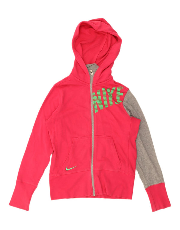 Nike piger grafisk hættetrøje med lynlås 12-13 år Large Pink Colourblock