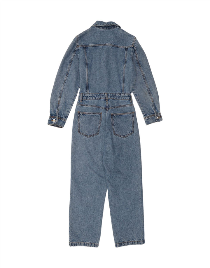 Zara Dame Denim Jumpsuit UK 10 Lille Blå Bomuld