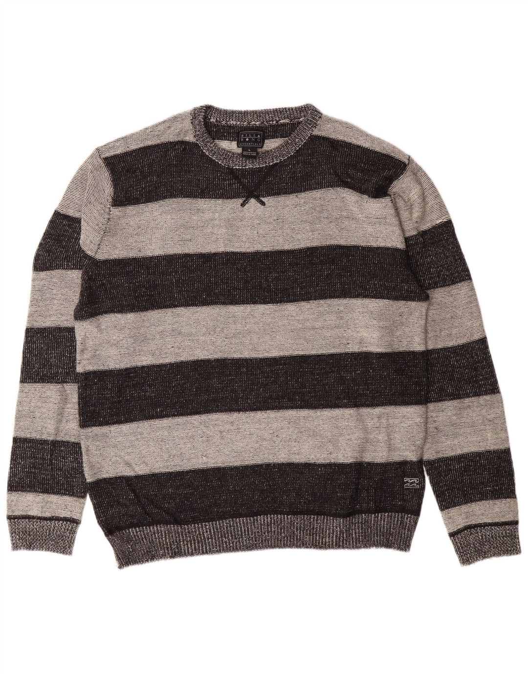 Billabong Herre Crew Neck Jumper Sweater stor grå stribet akryl