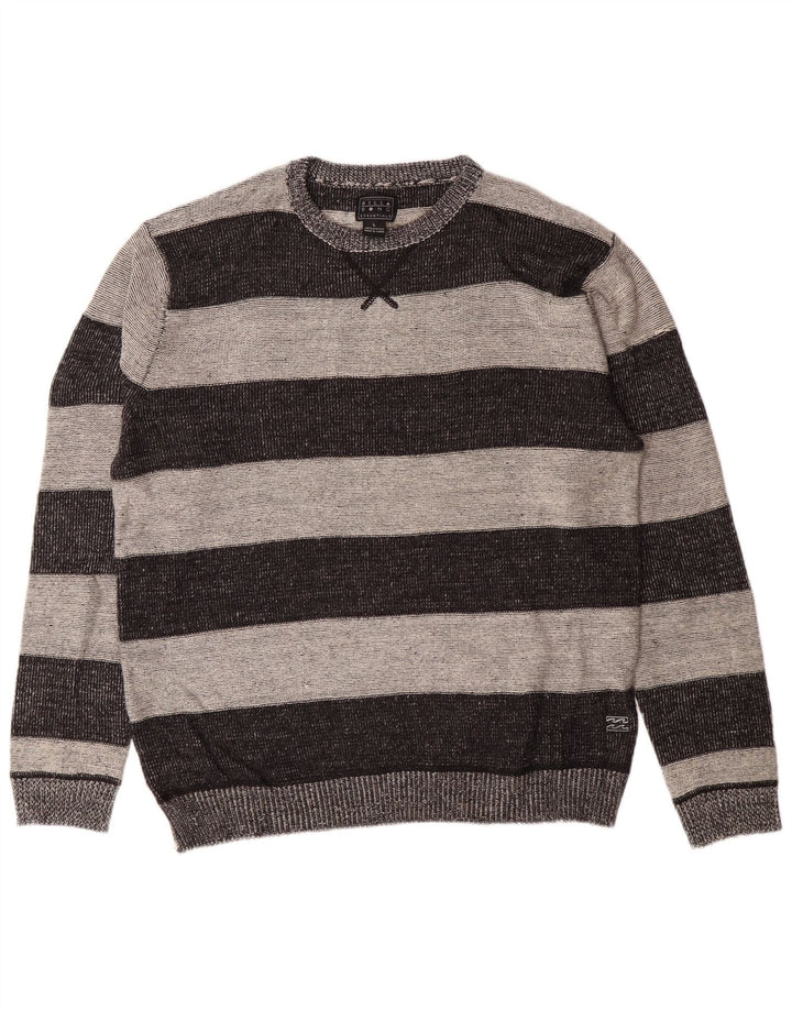 Billabong Herre Crew Neck Jumper Sweater stor grå stribet akryl