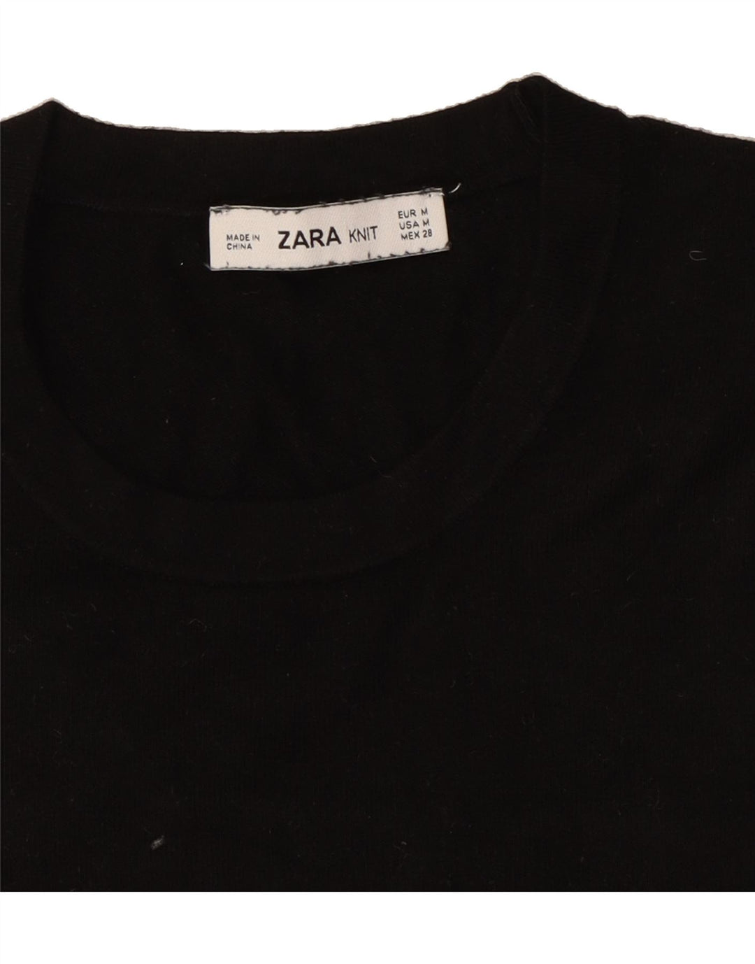 ZARA Womens Short Sleeve Crew Neck Jumper Sweater UK 12 Medium Black Vintage Zara and Second-Hand Zara from Messina Hembry 